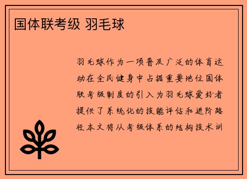 国体联考级 羽毛球